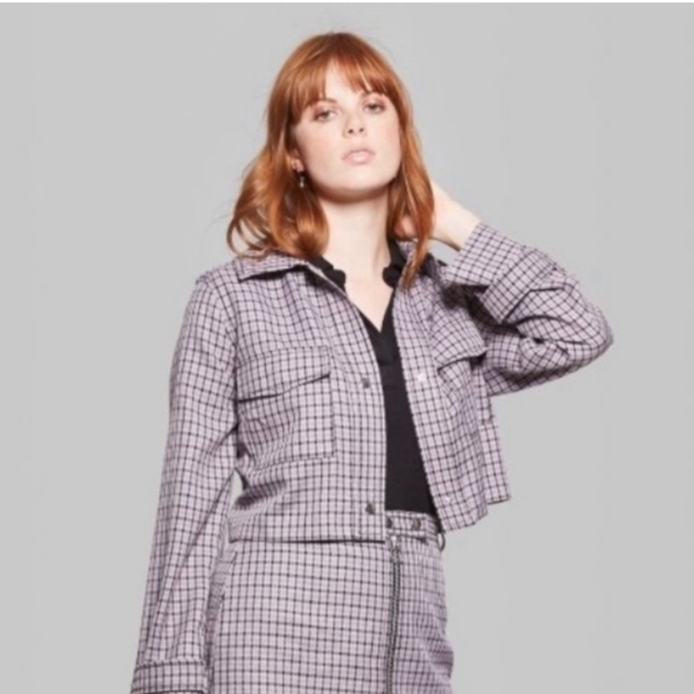 *SOLD* WILD FABLE TARGET violet plaid cropped jacket lavender